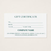 Eenvoudig en modern bedrijfscadeaubon visitekaartje (Achterkant)