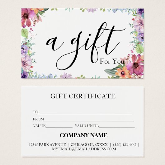 Eenvoudig en modern bedrijfscadeaubon visitekaartje (Voorkant /achterkant)