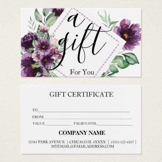 Eenvoudig en modern bedrijfscadeaubon visitekaartje (Voorkant /achterkant)