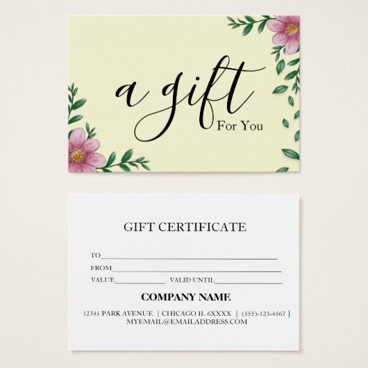 Eenvoudig en modern bedrijfscadeaubon visitekaartje (Voorkant /achterkant)