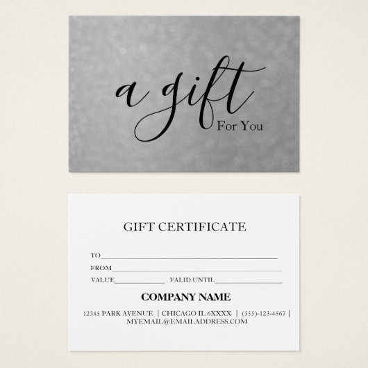 Eenvoudig en modern bedrijfscadeaubon visitekaartje (Voorkant /achterkant)