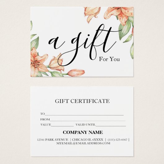 Eenvoudig en modern bedrijfscadeaubon visitekaartje (Voorkant /achterkant)