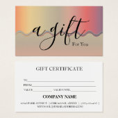 Eenvoudig en modern bedrijfscadeaubon visitekaartje (Voorkant /achterkant)