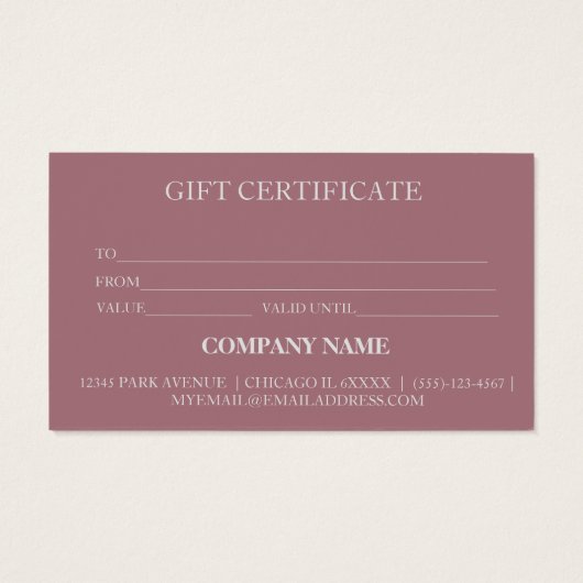 Eenvoudig en modern bedrijfscadeaubon visitekaartje (Achterkant)