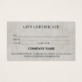 Eenvoudig en modern bedrijfscadeaubon visitekaartje (Achterkant)