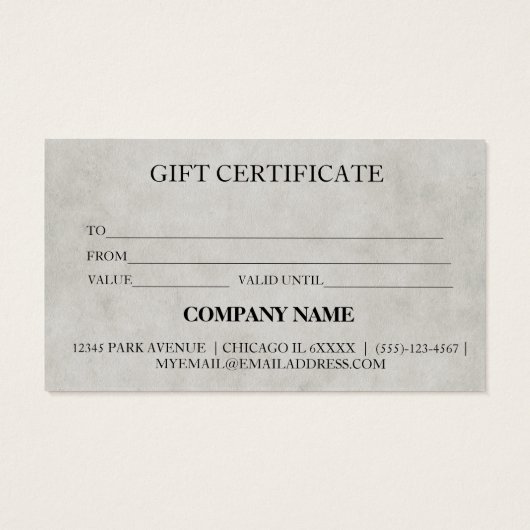 Eenvoudig en modern bedrijfscadeaubon visitekaartje (Achterkant)