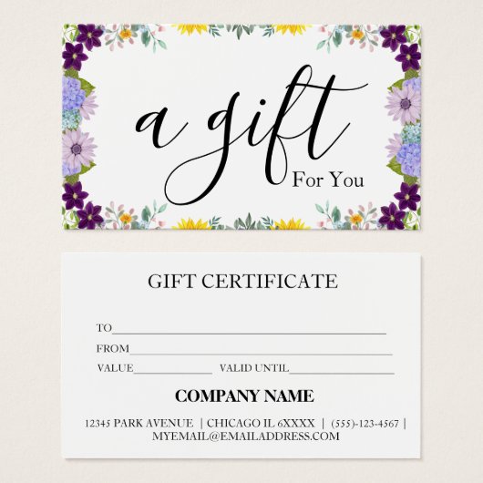 Eenvoudig en modern bedrijfscadeaubon visitekaartje (Voorkant /achterkant)