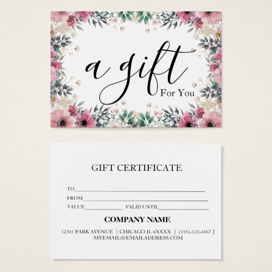 Eenvoudig en modern bedrijfscadeaubon visitekaartje (Voorkant /achterkant)