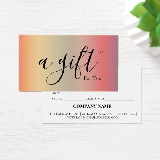 Eenvoudig en modern bedrijfscadeaubon visitekaartje (Bureau)