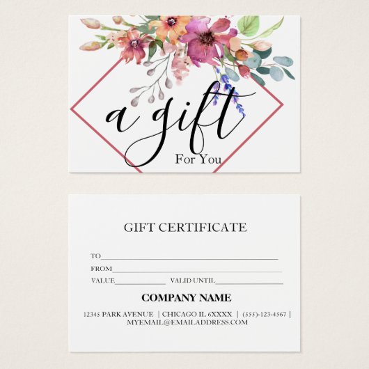 Eenvoudig en modern bedrijfscadeaubon visitekaartje (Voorkant /achterkant)