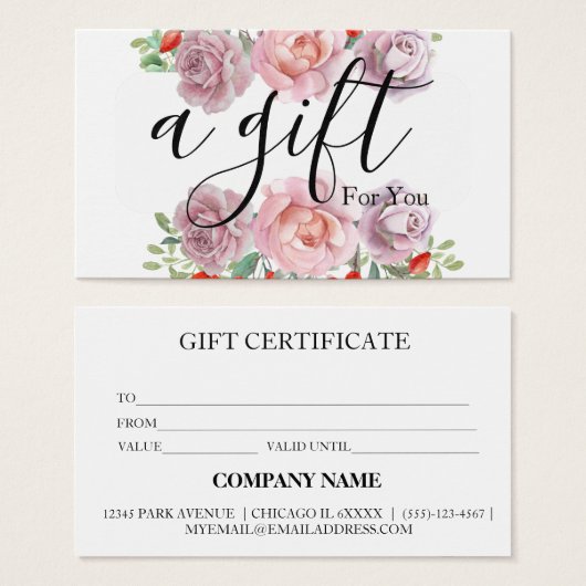 Eenvoudig en modern bedrijfscadeaubon visitekaartje (Voorkant /achterkant)