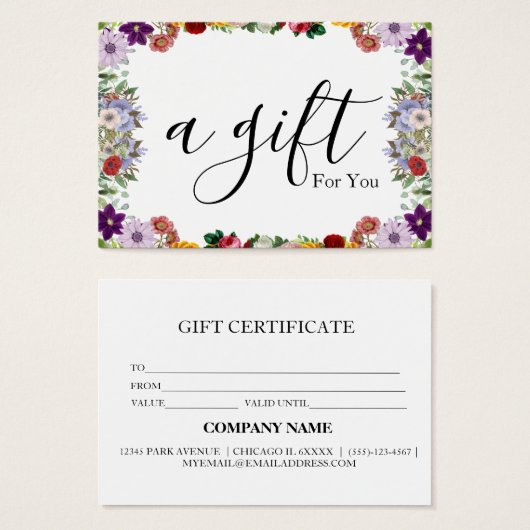 Eenvoudig en modern bedrijfscadeaubon visitekaartje (Voorkant /achterkant)