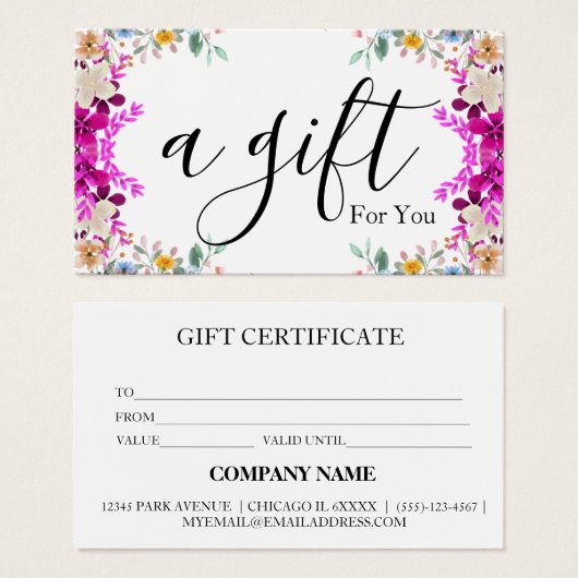 Eenvoudig en modern bedrijfscadeaubon visitekaartje (Voorkant /achterkant)