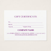 Eenvoudig en modern bedrijfscadeaubon visitekaartje (Achterkant)