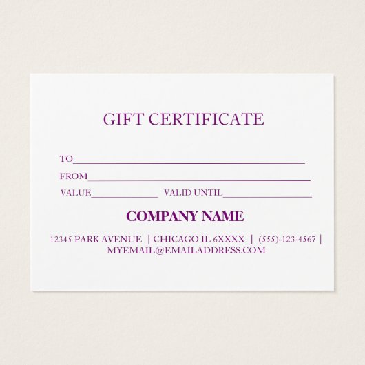 Eenvoudig en modern bedrijfscadeaubon visitekaartje (Achterkant)
