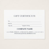 Eenvoudig en modern bedrijfscadeaubon visitekaartje (Achterkant)