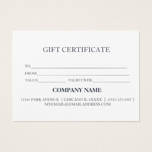 Eenvoudig en modern bedrijfscadeaubon visitekaartje (Achterkant)