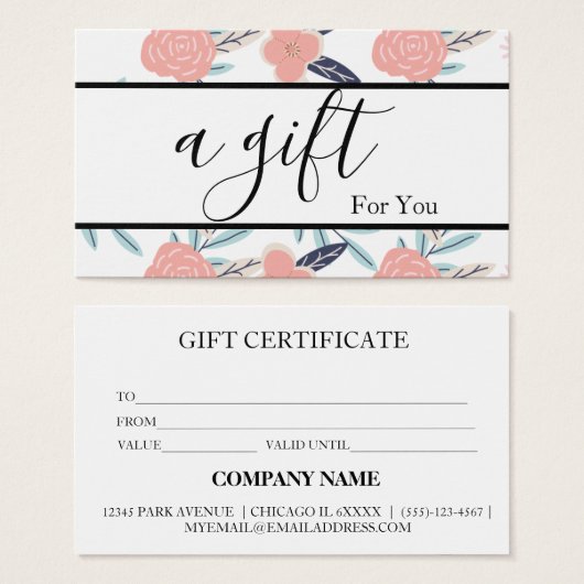 Eenvoudig en modern bedrijfscadeaubon visitekaartje (Voorkant /achterkant)