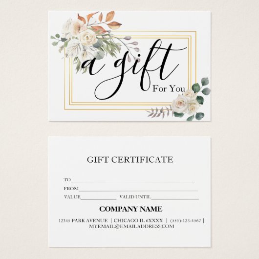 Eenvoudig en modern bedrijfscadeaubon visitekaartje (Voorkant /achterkant)