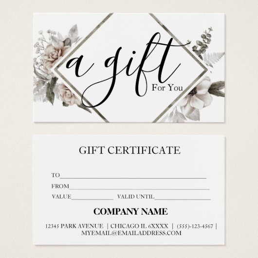 Eenvoudig en modern bedrijfscadeaubon visitekaartje (Voorkant /achterkant)