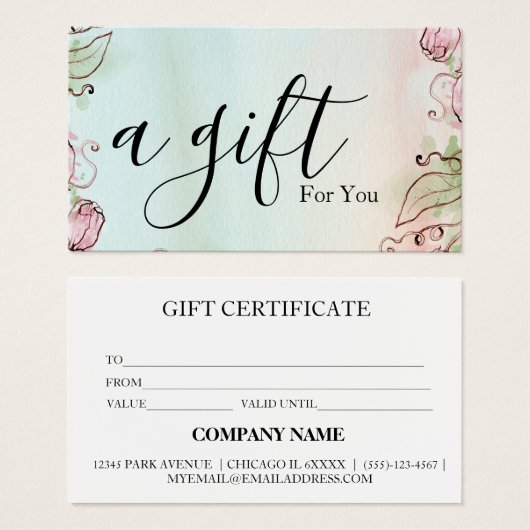 Eenvoudig en modern bedrijfscadeaubon visitekaartje (Voorkant /achterkant)