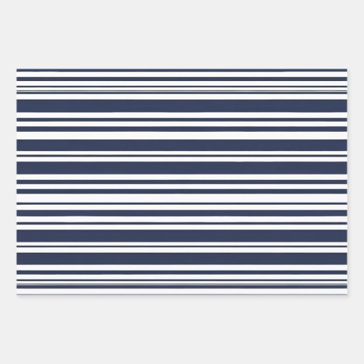 Eenvoudig en modern blauw gestreept inpakpapier vel (Voorkant)