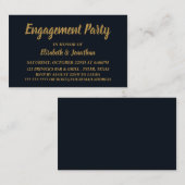 Eenvoudig en modern blauw/Gold Engagement Party-ti Visitekaartje (Voorkant / Achterkant)