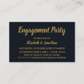Eenvoudig en modern blauw/Gold Engagement Party-ti Visitekaartje (Voorkant)