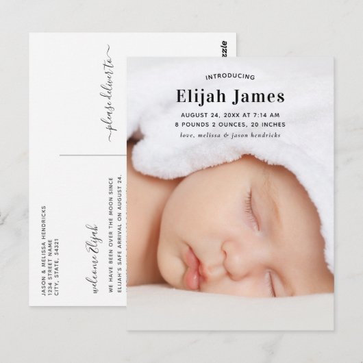 Eenvoudig en modern Briefkaart voor bekendmaking v (Voorkant / Achterkant)