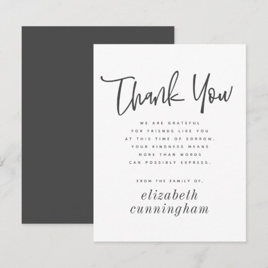 Eenvoudig en modern Chic Typography Memorial Bedankkaart (Voorkant / Achterkant)
