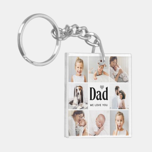 Eenvoudig en modern | Foto-collage voor papa Sleutelhanger (Voorkant Links)