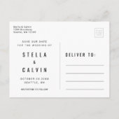 Eenvoudig en modern fotohuwelijk sparen de datum aankondigingskaart (Achterkant)