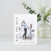 Eenvoudig en modern fotohuwelijk sparen de datum aankondigingskaart (Staand voorkant)