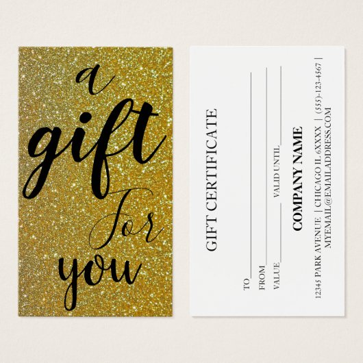 Eenvoudig en modern Gold Glitter Business Gift Visitekaartje (Voorkant /achterkant)