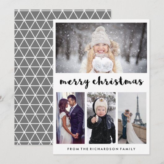 Eenvoudig en modern kerst | 4 Foto Feestdagenkaart (Voorkant / Achterkant)
