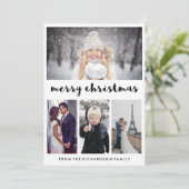 Eenvoudig en modern kerst | 4 Foto Feestdagenkaart (Staand voorkant)