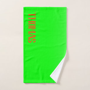 Eenvoudig en modern, lichtgroen en Oranje - op maa Bad Handdoek