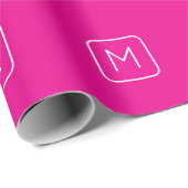 Eenvoudig en modern monogram Initiaal | Roze en wi Cadeaupapier (Rol Hoek)
