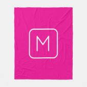 Eenvoudig en modern monogram Initiaal | Roze en wi Fleece Deken (Voorkant)