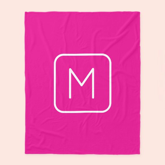Eenvoudig en modern monogram Initiaal | Roze en wi Fleece Deken