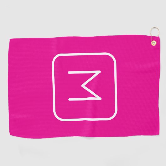 Eenvoudig en modern monogram Initiaal | Roze en wi Golfhanddoek (Horizontaal)