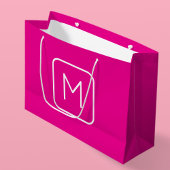 Eenvoudig en modern monogram Initiaal | Roze en wi Groot Cadeauzakje