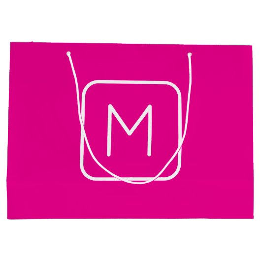 Eenvoudig en modern monogram Initiaal | Roze en wi Groot Cadeauzakje (Achterkant)