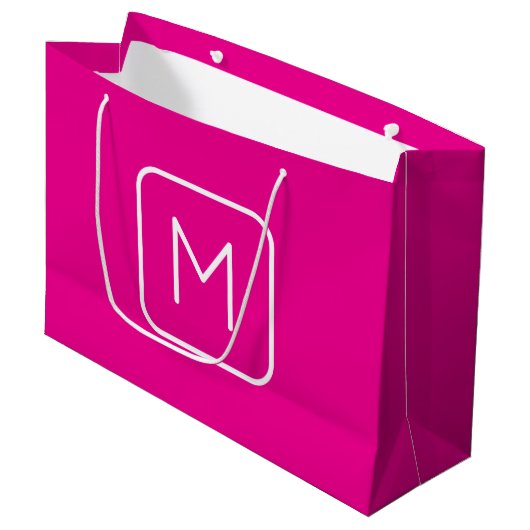 Eenvoudig en modern monogram Initiaal | Roze en wi Groot Cadeauzakje (Voorkant Gekanteld)