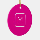 Eenvoudig en modern monogram Initiaal | Roze en wi Keramisch Ornament (Rechts)