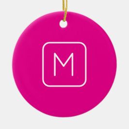 Eenvoudig en modern monogram Initiaal | Roze en wi Keramisch Ornament