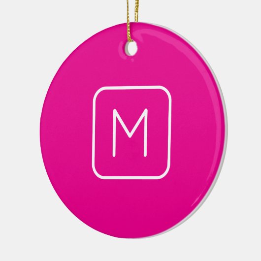 Eenvoudig en modern monogram Initiaal | Roze en wi Keramisch Ornament (Links)