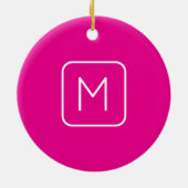 Eenvoudig en modern monogram Initiaal | Roze en wi Keramisch Ornament (Achterkant)