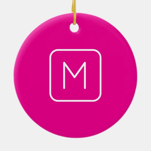 Eenvoudig en modern monogram Initiaal | Roze en wi Keramisch Ornament (Achterkant)