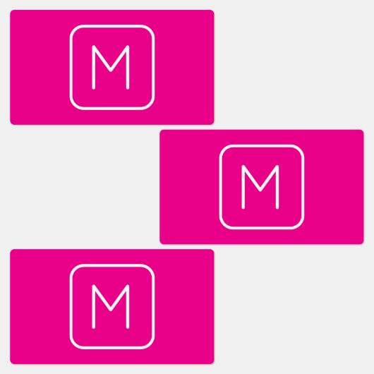 Eenvoudig en modern monogram Initiaal | Roze en wi Labels (Groep)